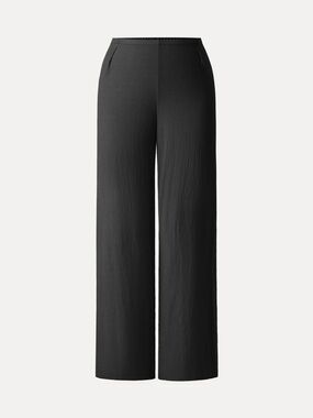 NWT OGL Cotton Linen Wrinkle-resistant Mid Rise Straight Leg Pant in black